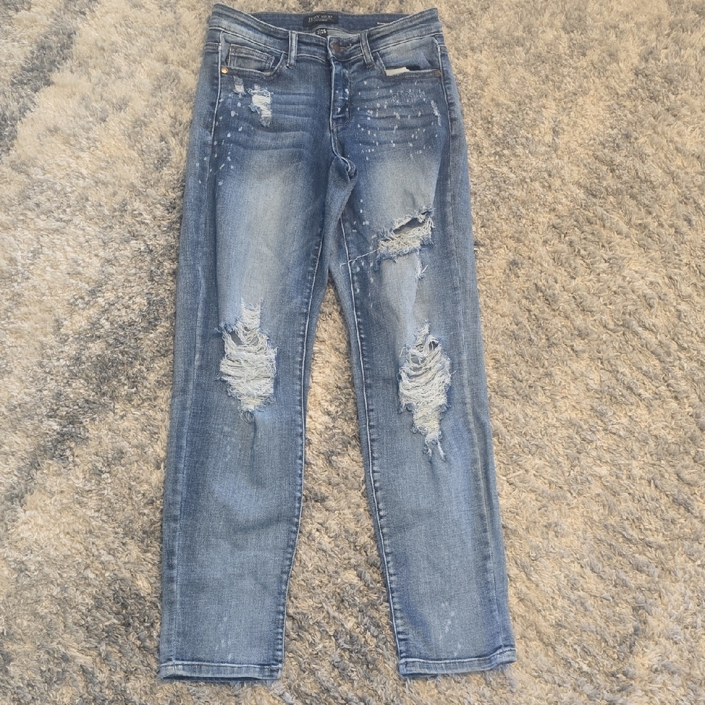 Judy Blue Skinny Jeans Light Blue Distressed Size 26